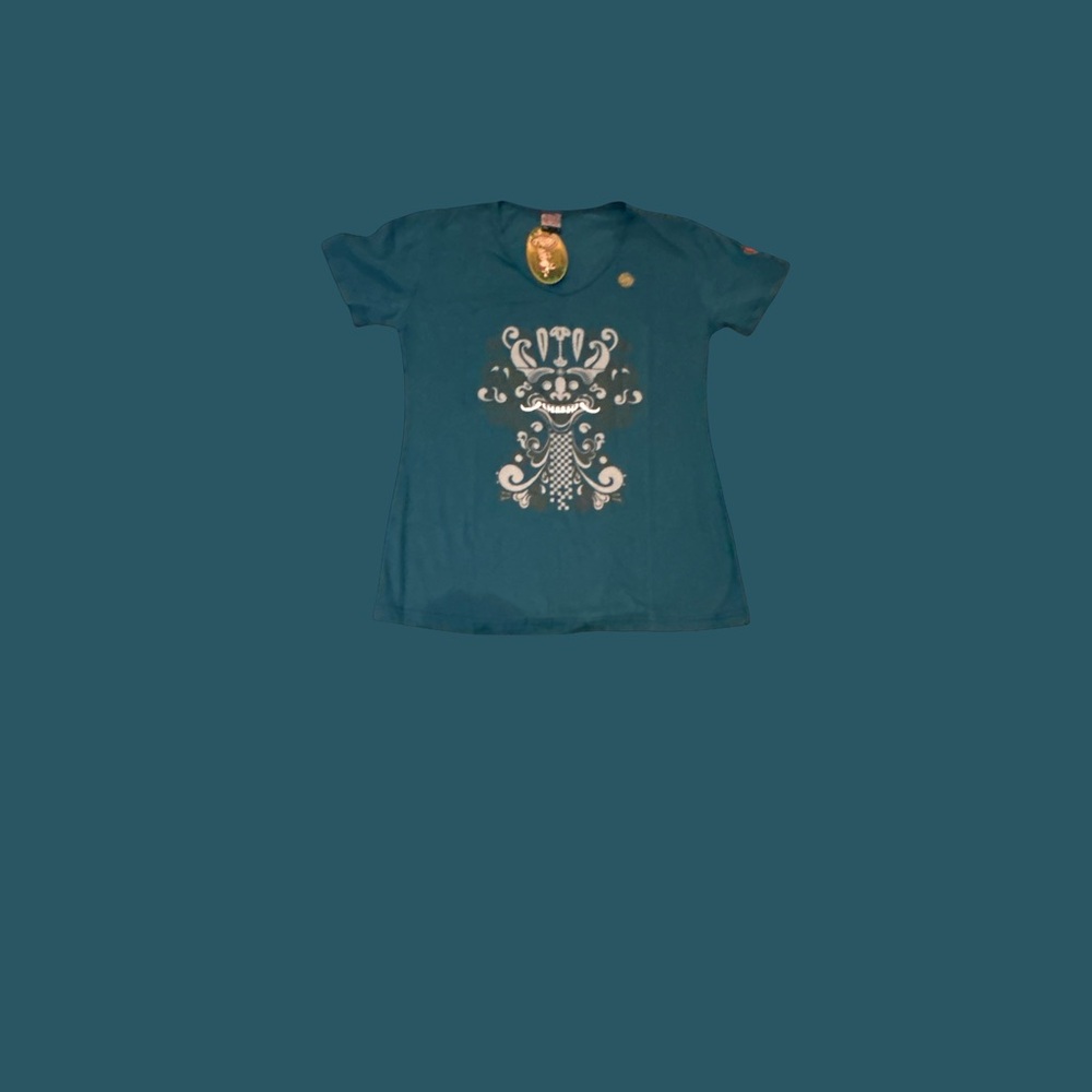NWT Krisna Bali T-Shirt Women L Teal Barong Demon Mask Graphic Indonesia - Picture 7 of 13